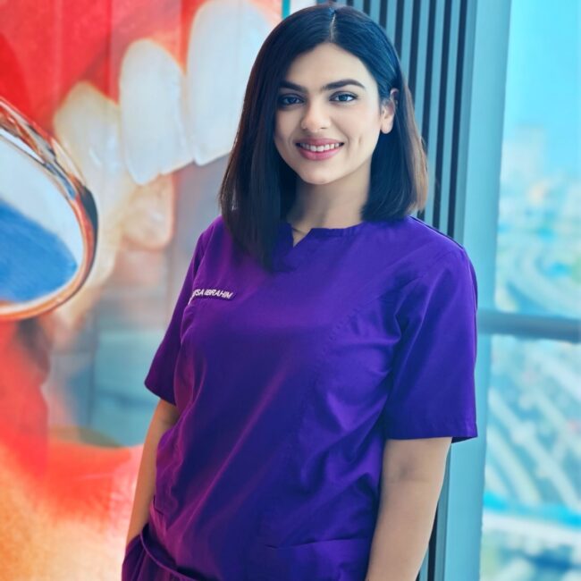 Dr. Hafsa Ibrahim, an experienced general dentist at The MediTrust in Dubai, providing patient-centered dental care with expertise in Cosmetic Dentistry and Endodontics.